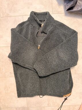 Men's Charcoal Gray Half-Zip Sherpa Pullover Sweater